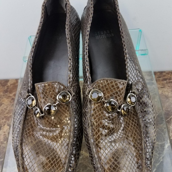 Stuart Weitzman Brown Snakeskin Driving Loafer 7.5 - Picture 5 of 8